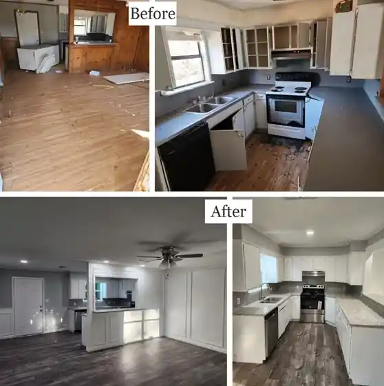 Before and after photos: A closed-in kitchen opened up with a new floor