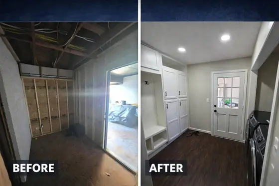 Their own before and after board of a mudroom