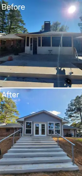 Their own before and after board of a porch enclosure