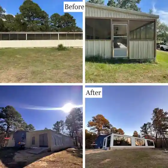 Addition before and after: Screened-in porch to an enclosed sunroom
